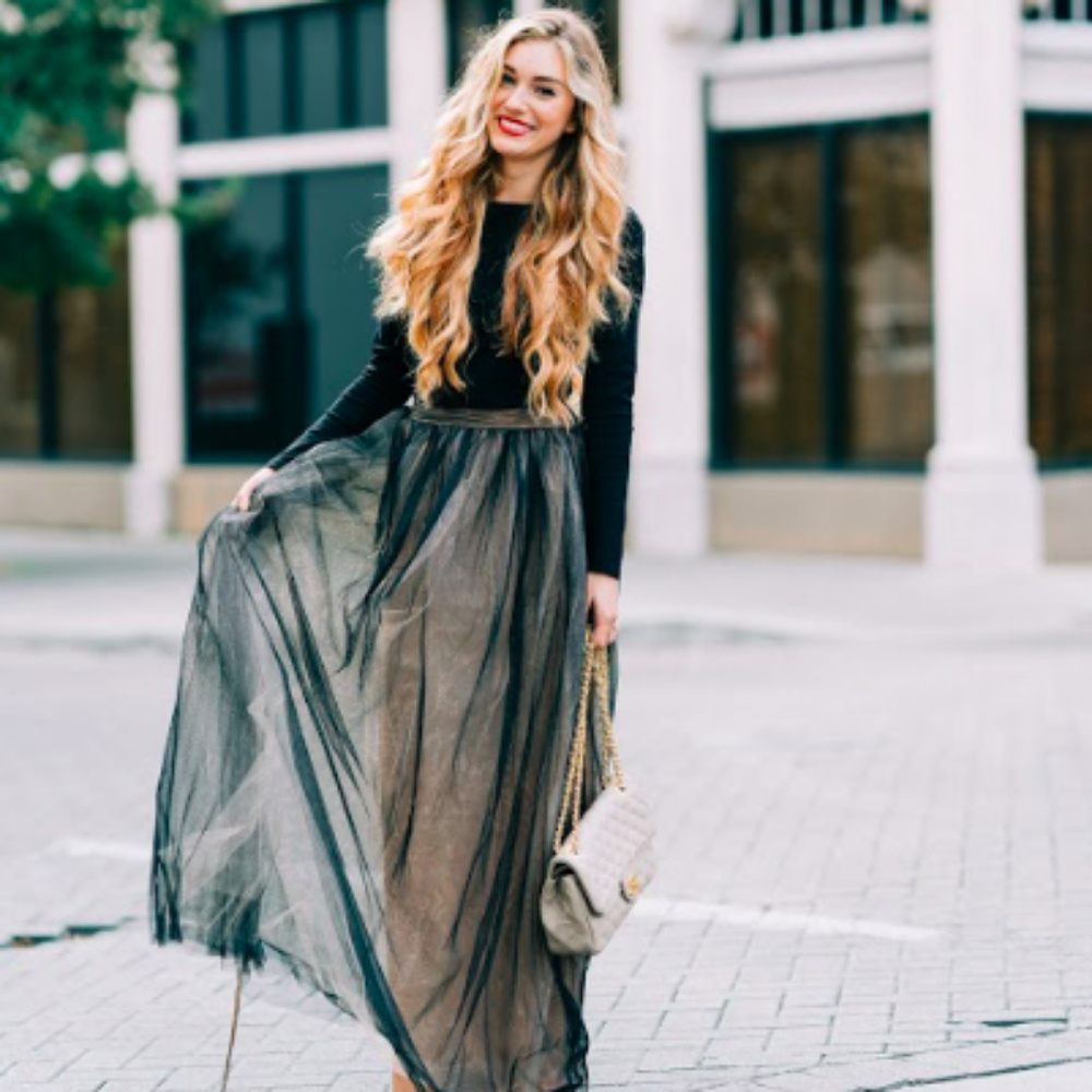Black and Beige Tulle Skirt